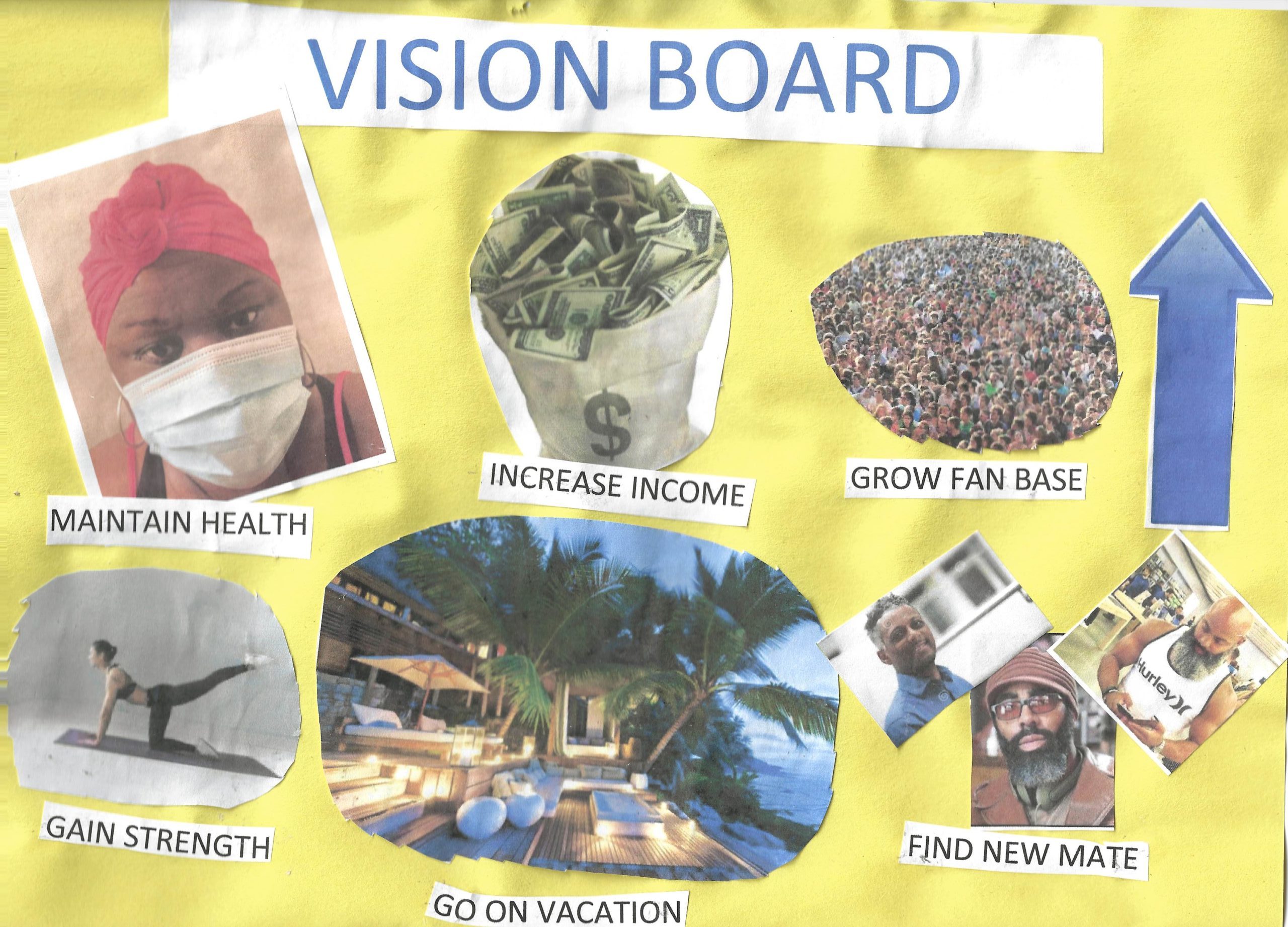 A sample of a completed vision board